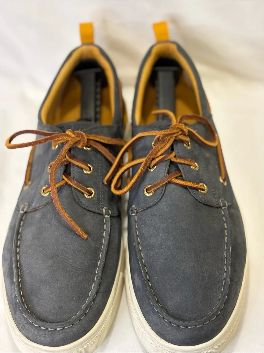 Sperry Top Sider Gold Cup Blue/Gray Suede Boat Shoes w/Brown Laces SZ 12 $200